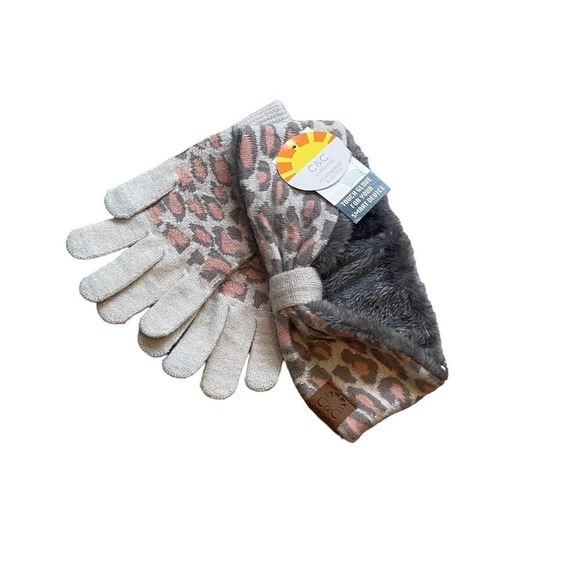 C&C California Leopard Print 2-Piece Headband & Gloves Set Pink Size OS NWT - Picture 1 of 7